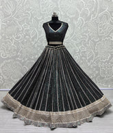 Zircon Sequins work Black Party-wear wear Lehenga Choli